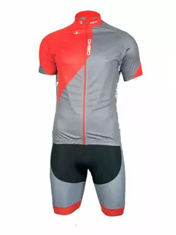 DEKO CHARCOAL - Herren-Radsportset: Shorts + Trikot, Schwarz, Grau und Rot