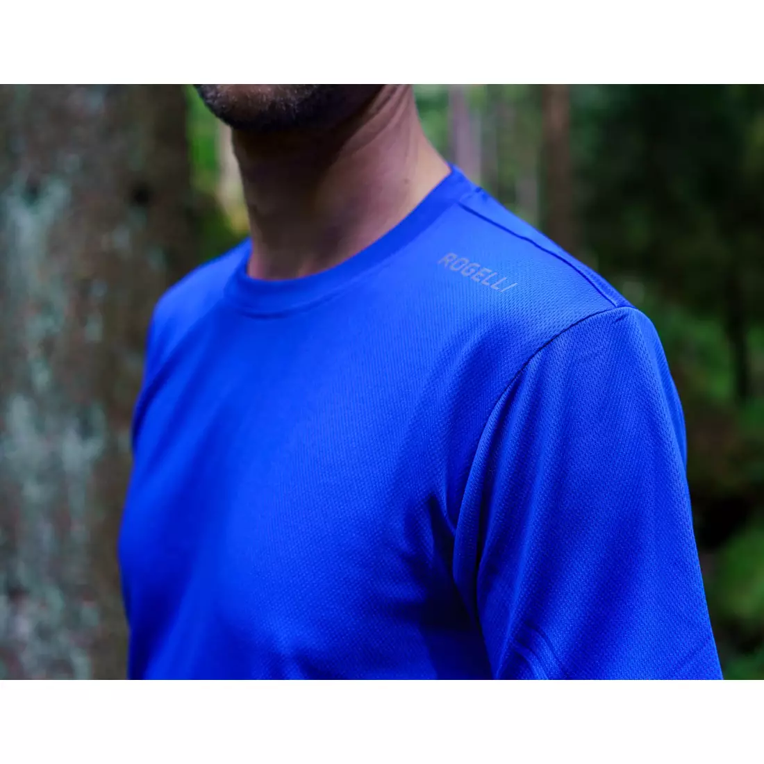 ROGELLI RUN PROMOTION Herren-Sporthemd mit kurzen Ärmeln, Blau