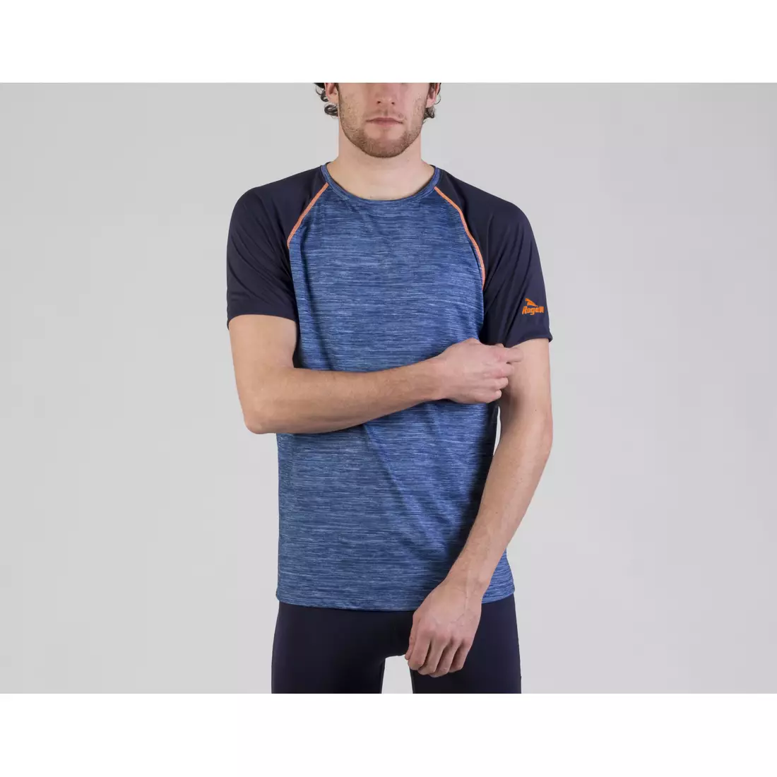 ROGELLI RUN STRUCTURE 830.240 – K/R-Lauf-T-Shirt für Herren, Blau und Orange