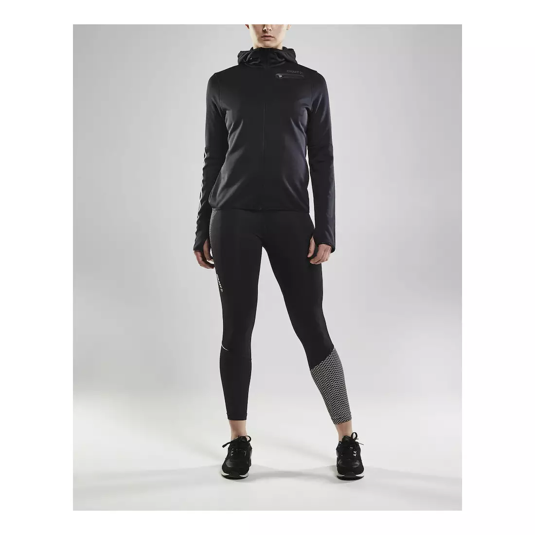 CRAFT EAZE warmes Sport-Sweatshirt für Damen mit Kapuze, schwarz 1906033-999000