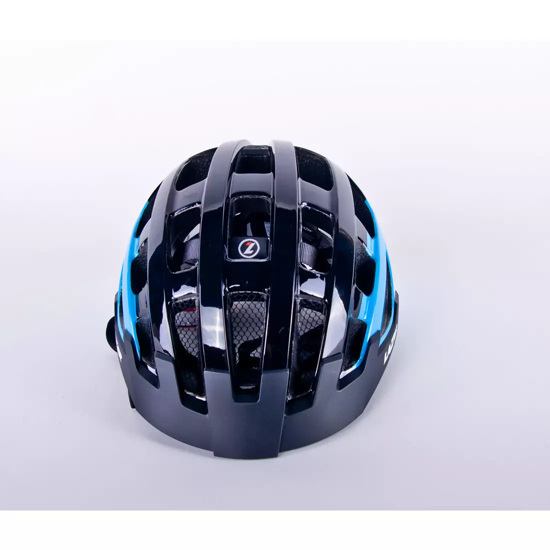 LAZER Compact DLX Fahrradhelm LED Insektennetz blau schwarz glänzend