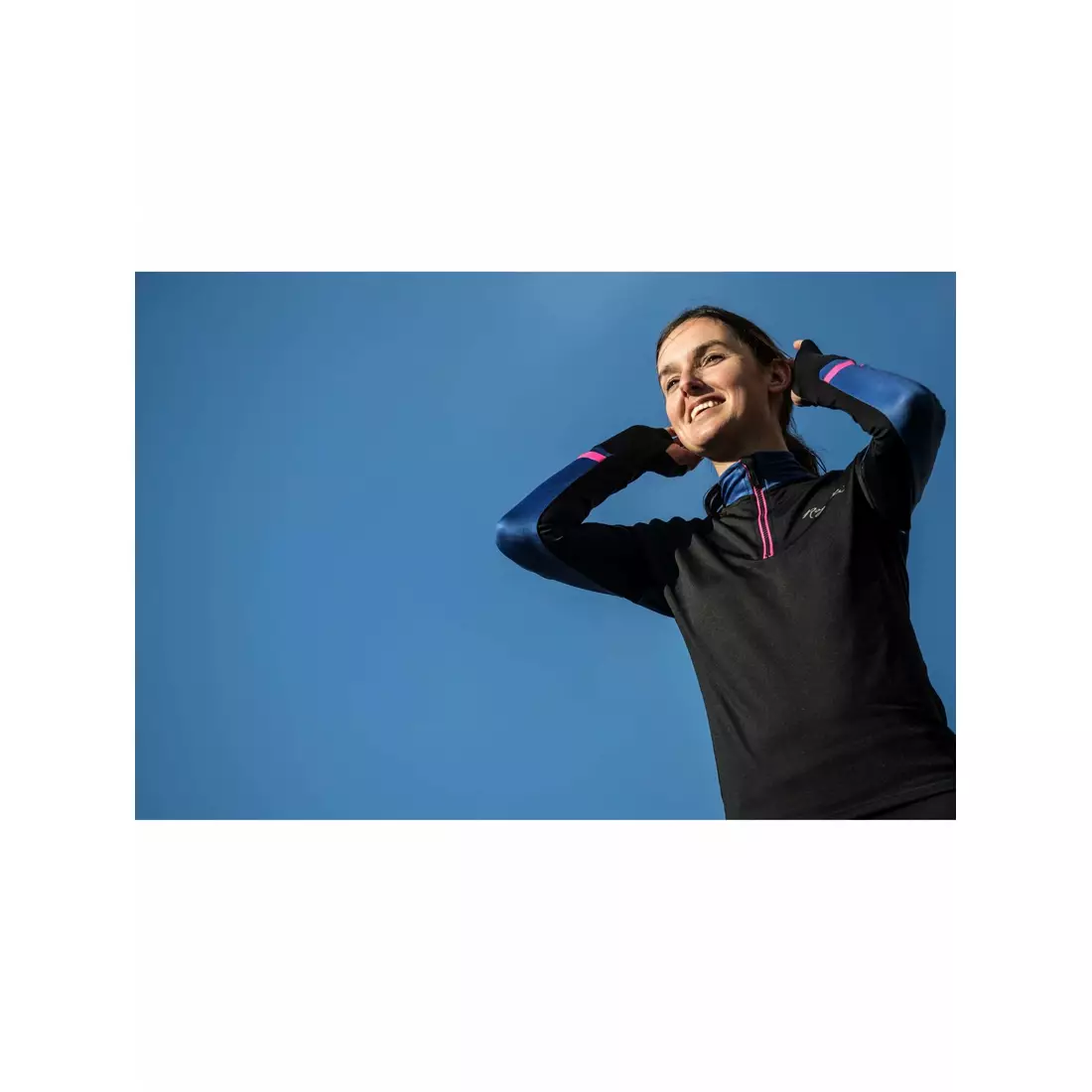 Rogelli COSMIC Damen-Laufshirt Langarm schwarz-blau rosa 840.666