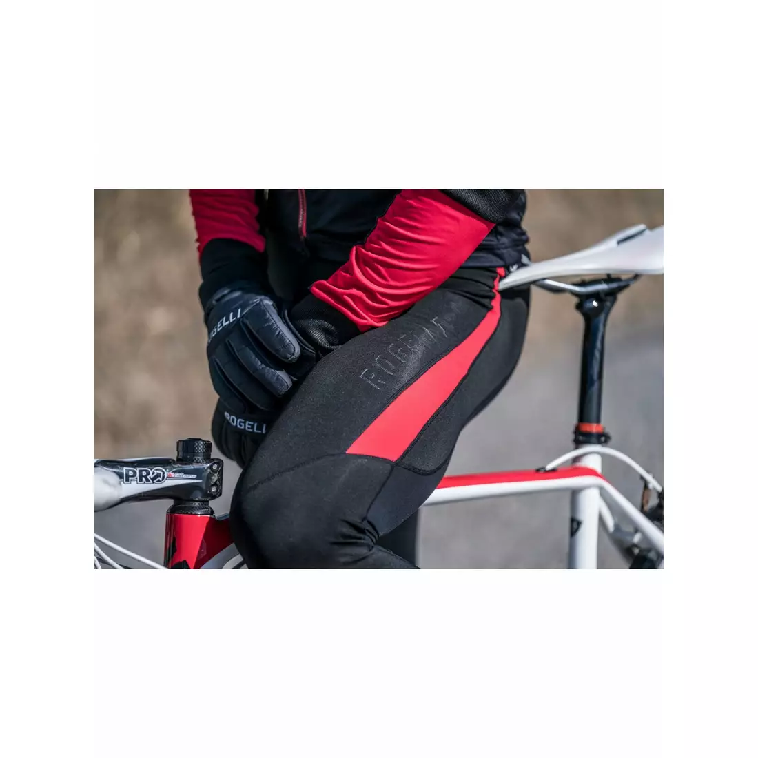 Rogelli STEALTH nicht erwärmt Fahrradhose mit Hosenträgern, Gel-Pad Rot 002.353