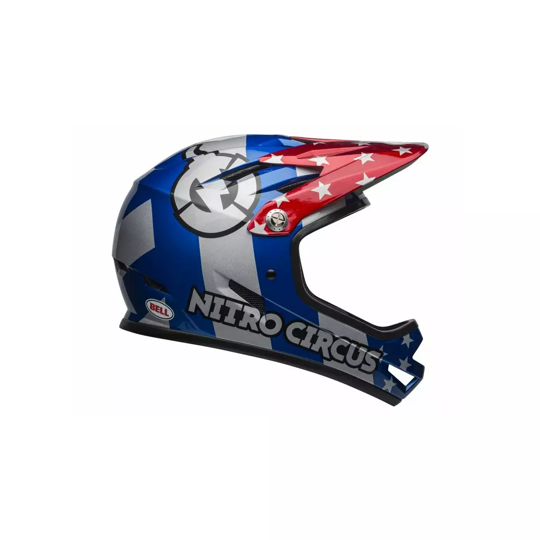 BELL SANCTION Full Face Fahrradhelm, nitro circus gloss silver blue red