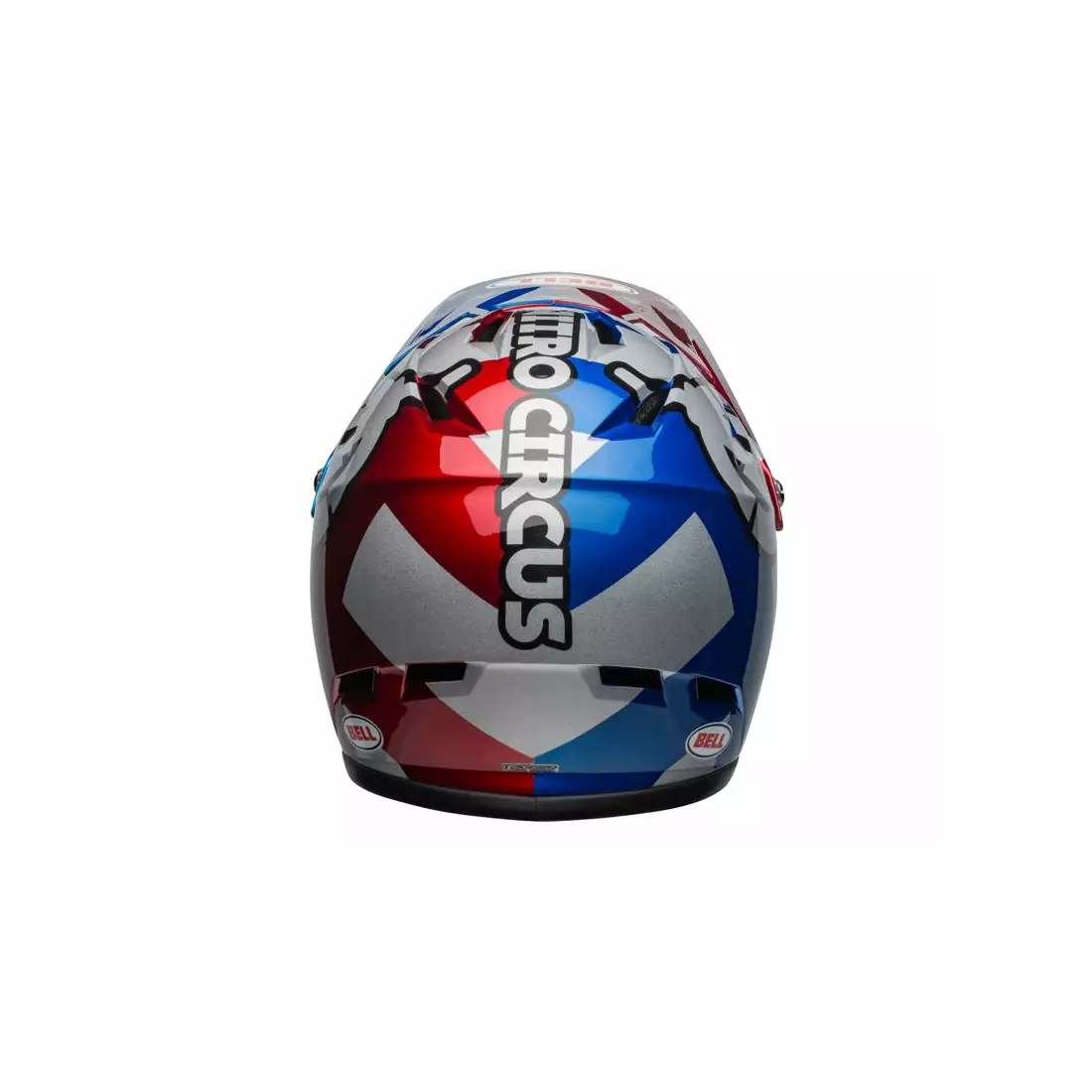 BELL SANCTION Full Face Fahrradhelm, nitro circus gloss silver blue red