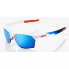 100% Sportbrille sportcoupe matte white/geo pattern HiPER blue multilayer mirror lens + clear lens STO-61020-085-75