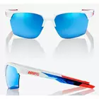 100% Sportbrille sportcoupe matte white/geo pattern HiPER blue multilayer mirror lens + clear lens STO-61020-085-75