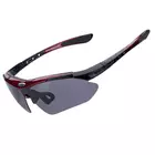 RockBros 10001 Fahrrad/Sportbrille mit polarisierten 5 austauschbaren Gläsern schwarz-rot