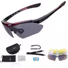 RockBros 10007 Fahrrad/Sportbrille mit polarisierten 5 austauschbaren Gläsern weiß