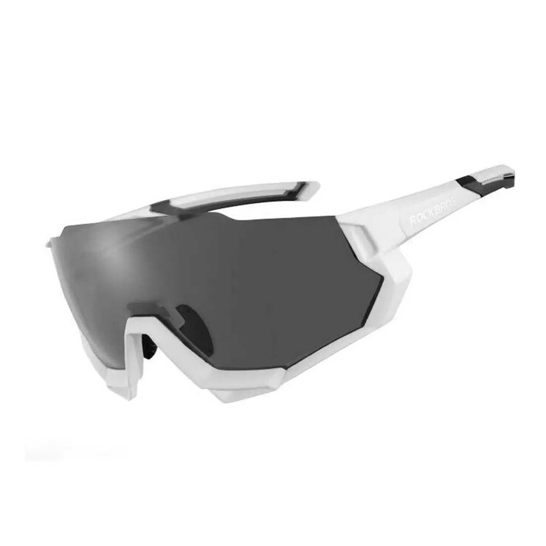 Rockbros 10132 Fahrrad-/Sportbrille mit polarisierten 5 Wechselgläsern weiß