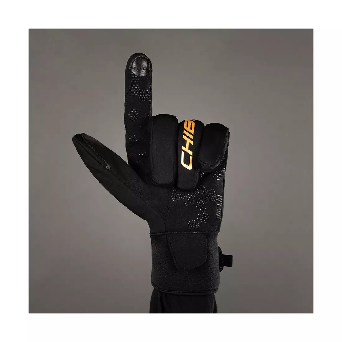 CHIBA CLASSIC warm winter bicycle gloves, black/gold
