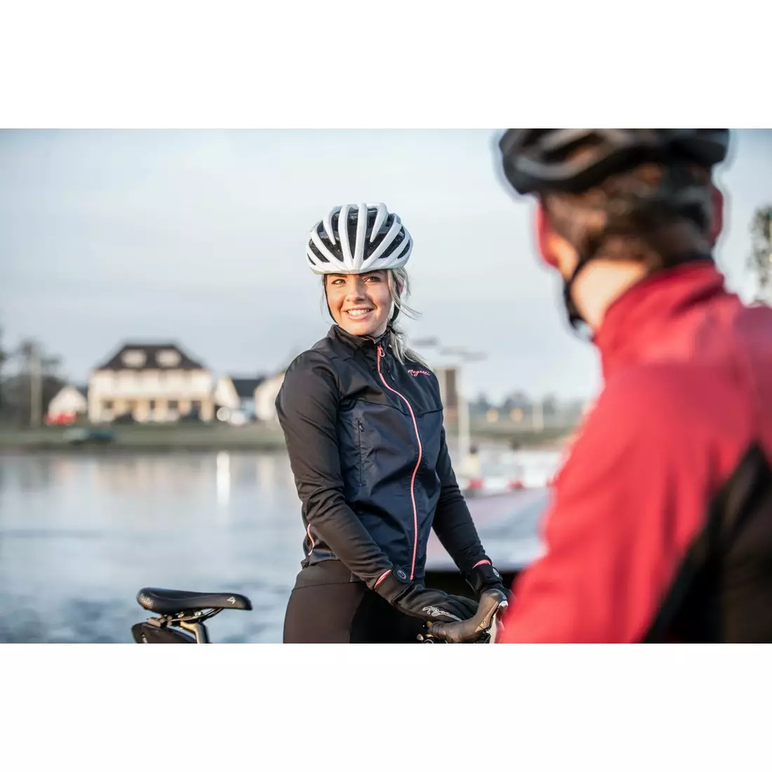ROGELLI CONTENTA Damen Leichte Winter-Fahrradjacke, dunkelblau-schwarz-rosa