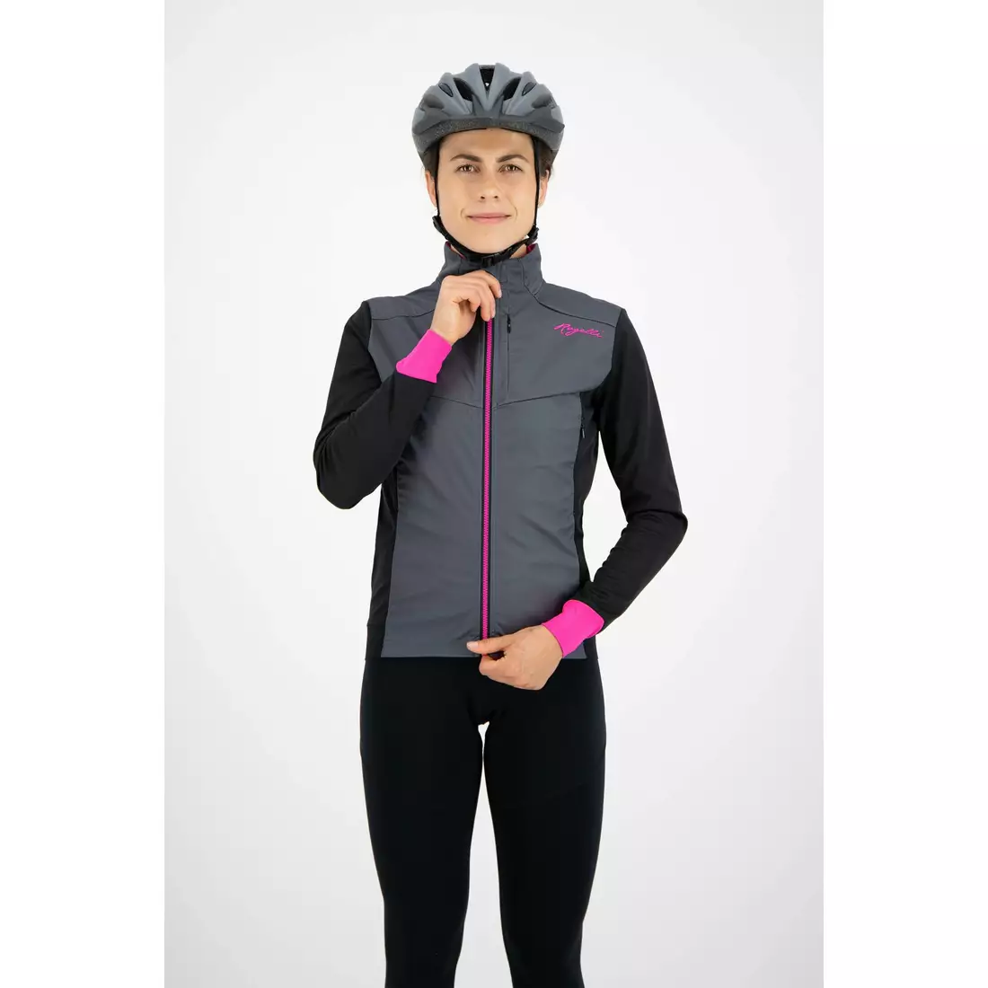 ROGELLI CONTENTA Damen Leichte Winter-Fahrradjacke, grau-rosa