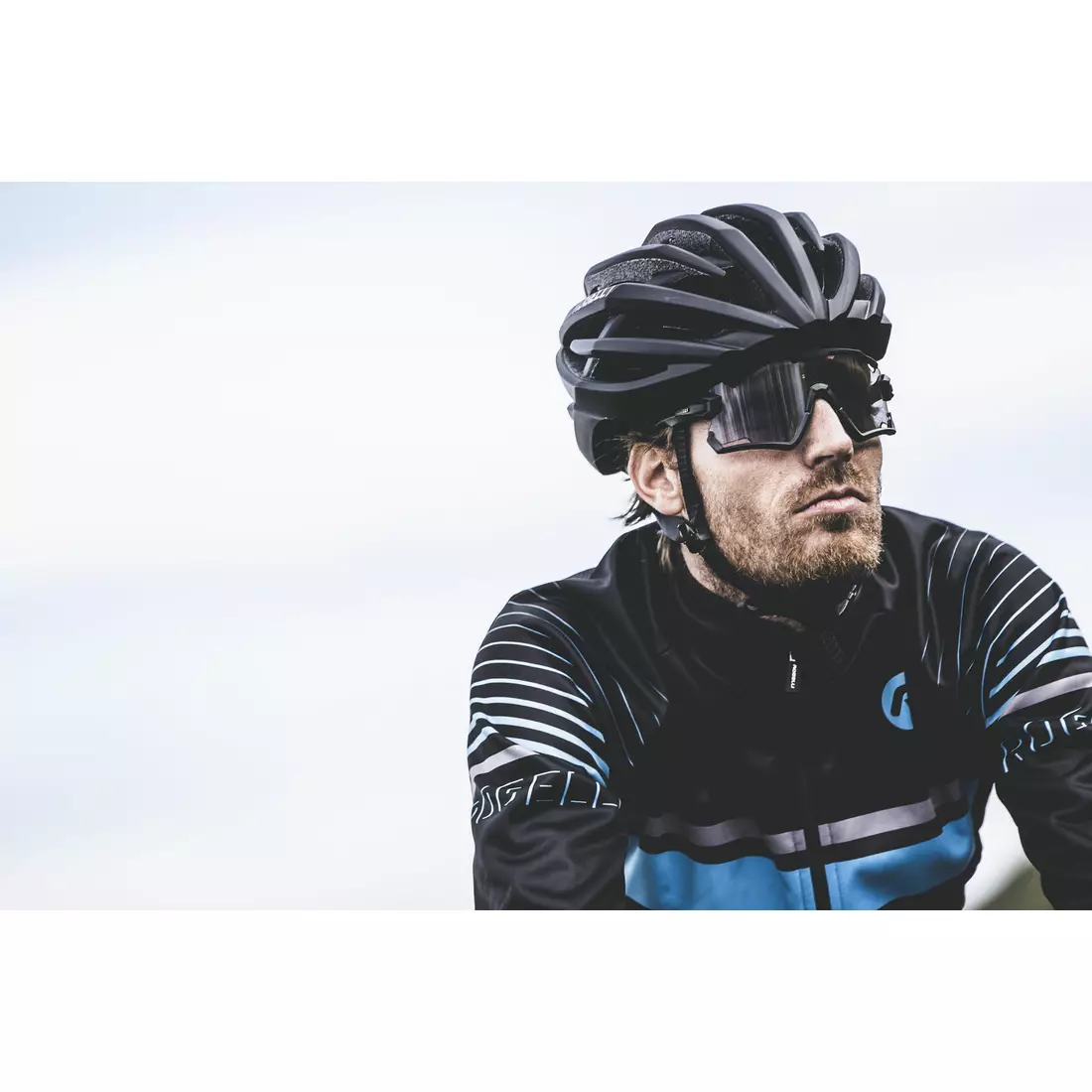 ROGELLI HERO Übergangs-Softshell-Fahrradjacke für Männer, schwarz blau