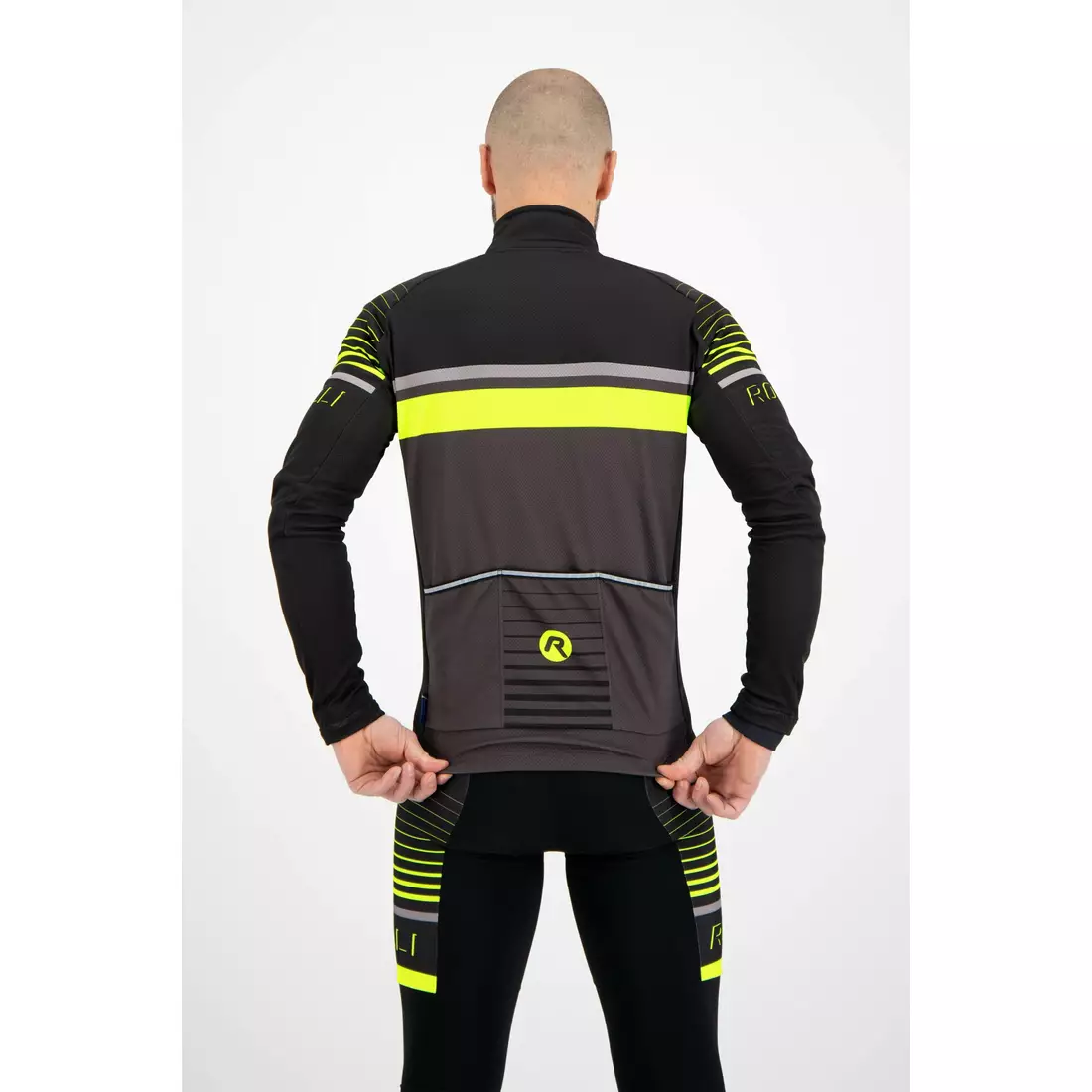 ROGELLI HERO Übergangs-Softshell-Fahrradjacke für Männer, schwarz fluor gelb