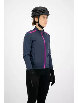 ROGELLI PESARA Damen Winter-Fahrradjacke softshell, dunkelblau-rosa