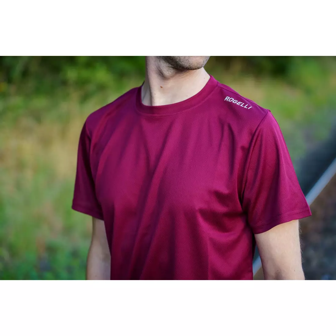 ROGELLI RUN PROMOTION Herren-Sporthemd mit kurzen Ärmeln, Rotwein