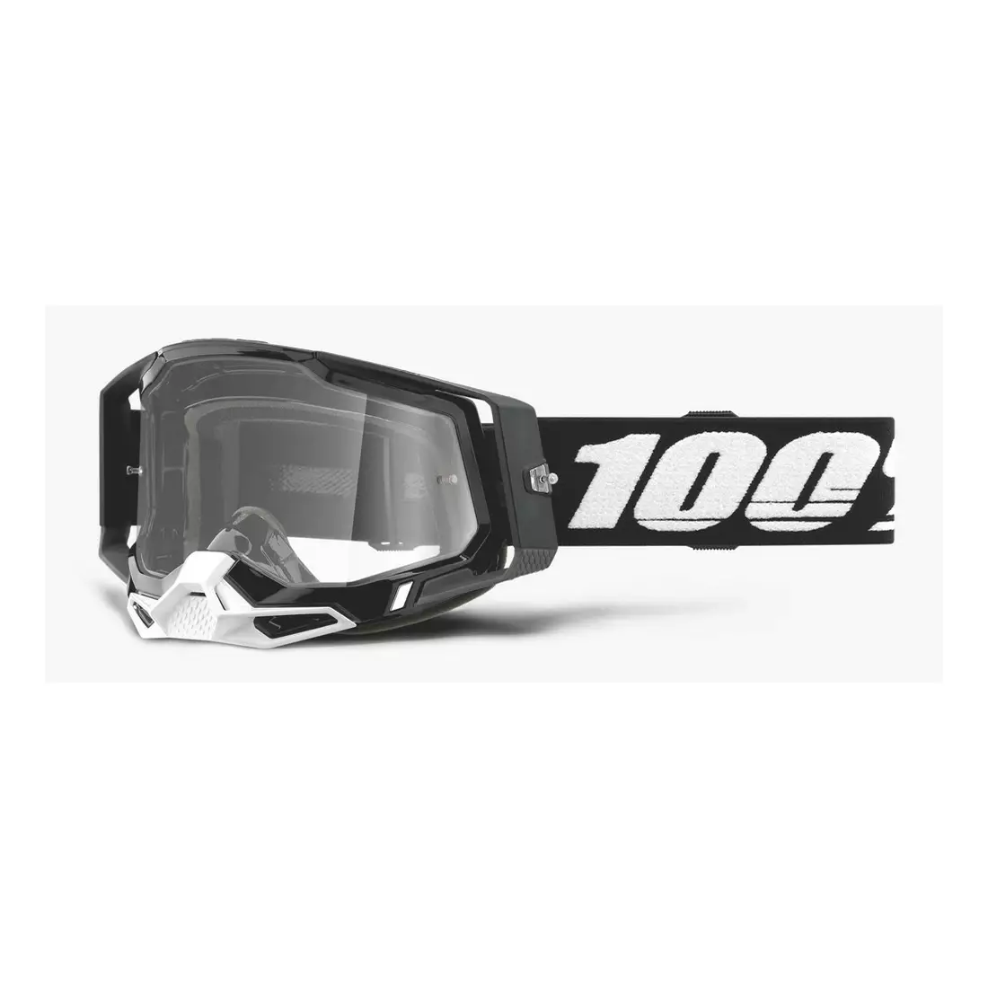 100% Fahrradbrille RACECRAFT 2 (transparentes Anti-Fog Glas, LT 88%-92% + 10 Schleudern) black STO-50121-101-01