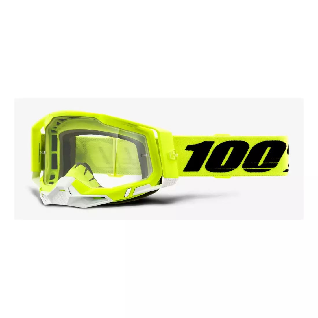 100% Fahrradbrille RACECRAFT 2 (transparentes Anti-Fog Glas, LT 88%-92% + 10 Schleudern) yellow STO-50121-101-04
