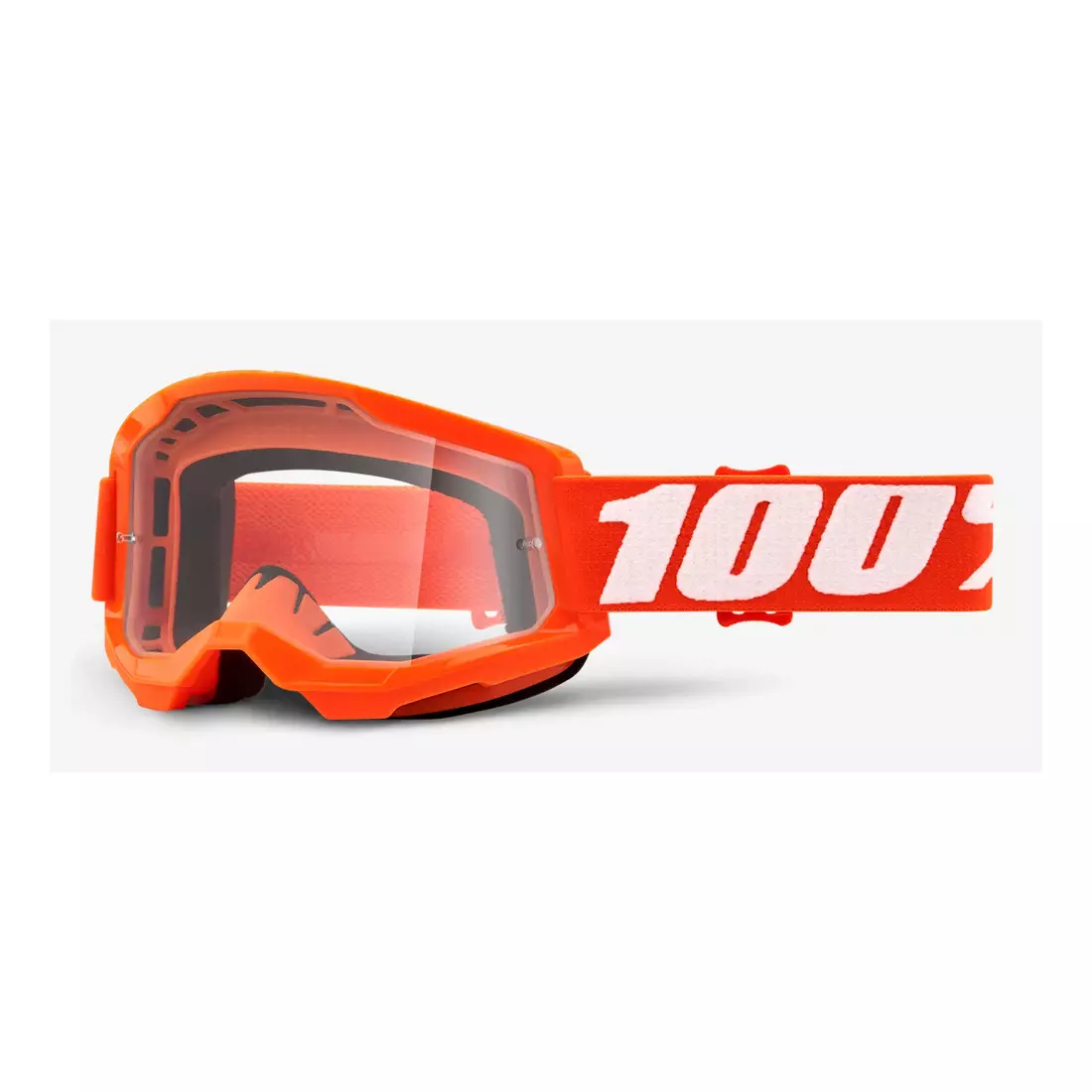 100% Fahrradbrille STRATA 2 (transparentes Anti-Fog Glas, LT 88%-92%) orange STO-50421-101-05