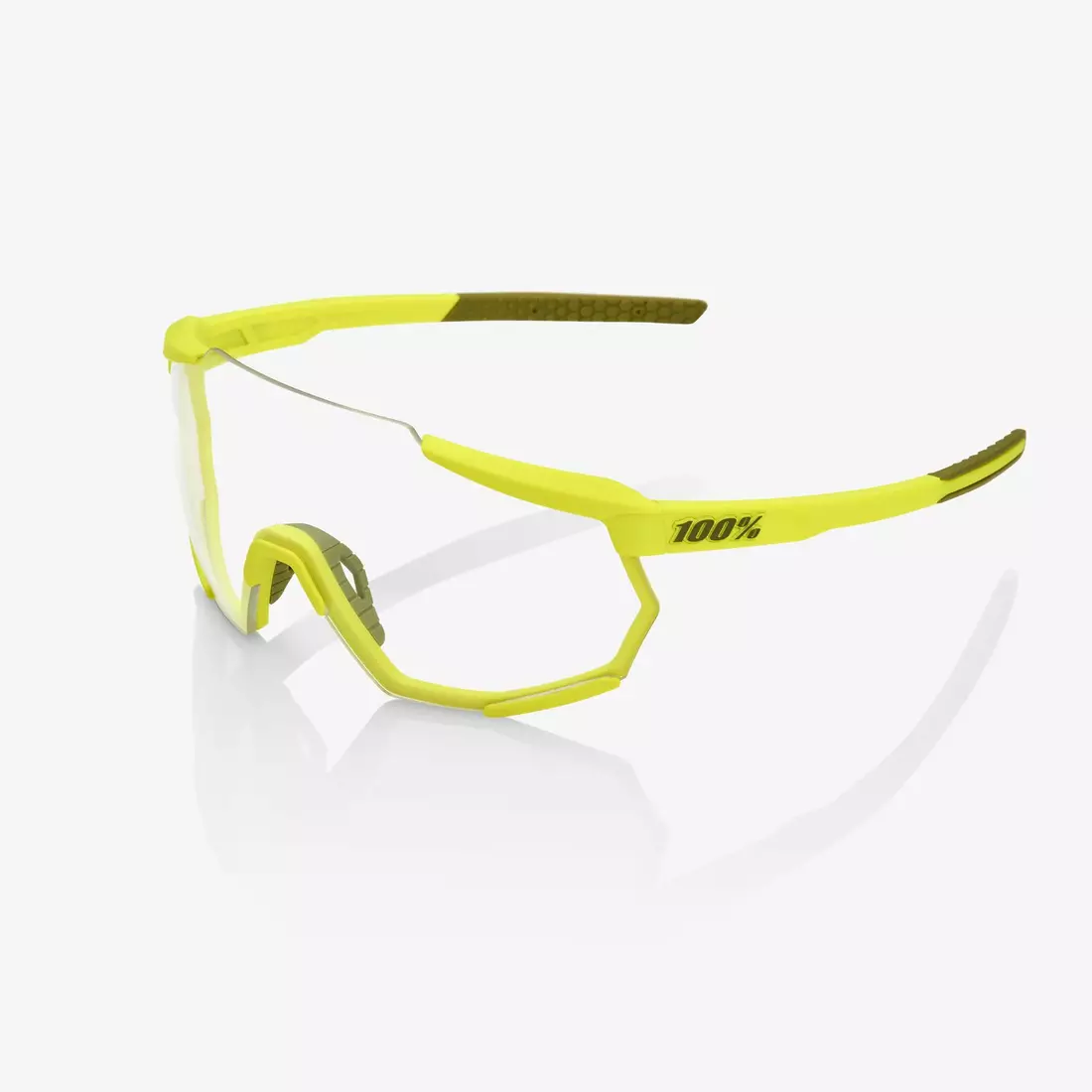 100% Sportbrille RACETRAP (schwarze Spiegelgläser, LT 11% + klare Gläser, LT 93%) soft tact banana STO-61037-004-61