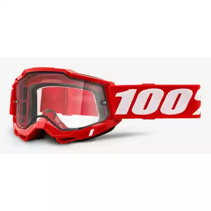 Gogle 100% ACCURI 2 ENDURO MOTO RED (Szyba Przezroczysta Podwójna) (NEW)1STO-50221-501-03