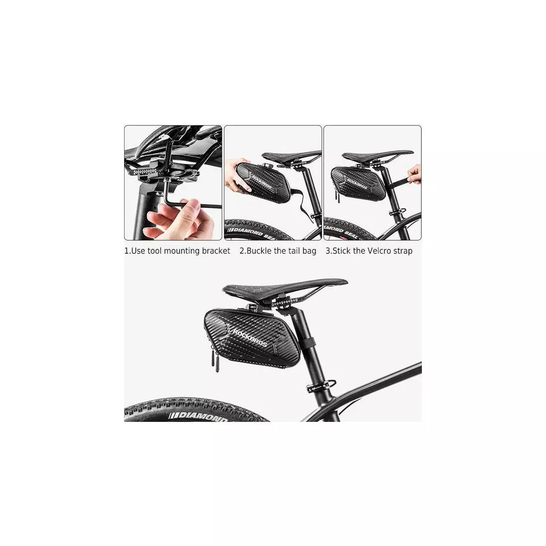 Rockbros Hard Shell Fahrrad-Sitztasche 1,5l, schwarz B59