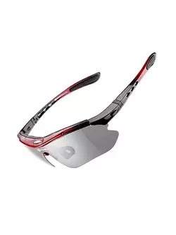 Rockbros Sportbrille mit Photochrom + Korrektureinsatz rot 10141