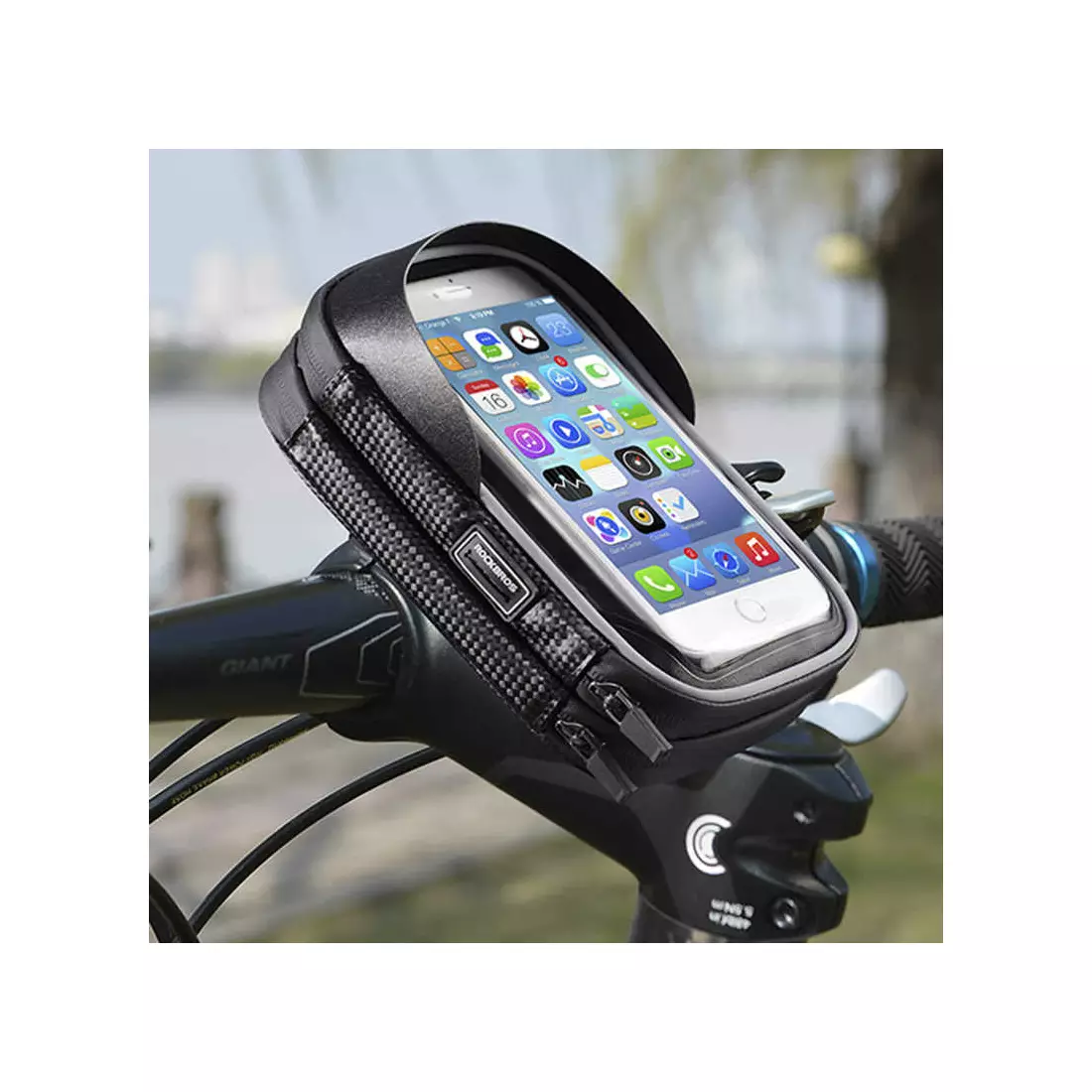 Rockbros Wasserdichte Telefontasche bis zu 6,2&quot; für Fahrradlenker/Fahrradbrücke, schwarz B31-BK