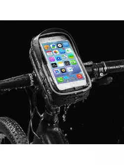 Rockbros Wasserdichte Telefontasche bis zu 6,2&quot; für Fahrradlenker/Fahrradbrücke, schwarz B31-BK