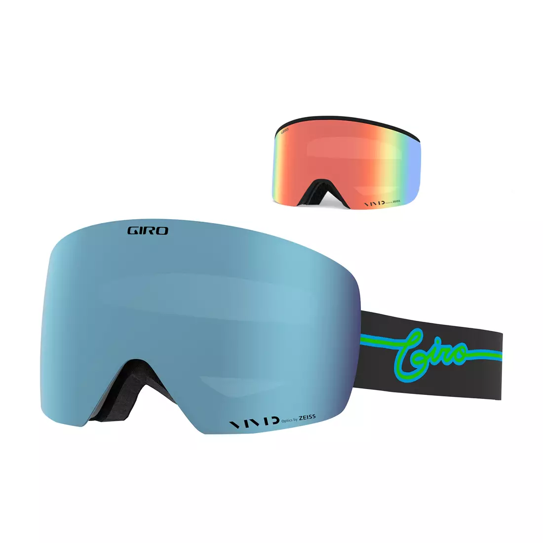 GIRO Winter-Ski-/Snowboardbrille CONTOUR BLUE NEON LIGHTS (VIVID-Carl Zeiss ROYAL 16 % S3 + VIVID-Carl Zeiss INFRARED 62 % S1) GR-7119512