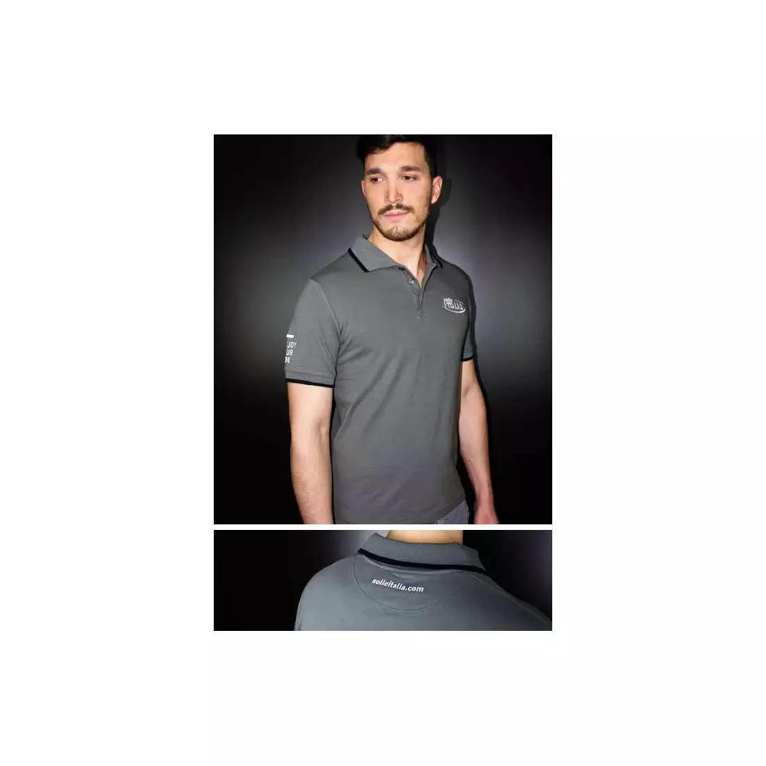 SELLE ITALIA Herren-Kurzarm-Shirt POLO T-SHIRT antracite grey SIT-98541S0000002