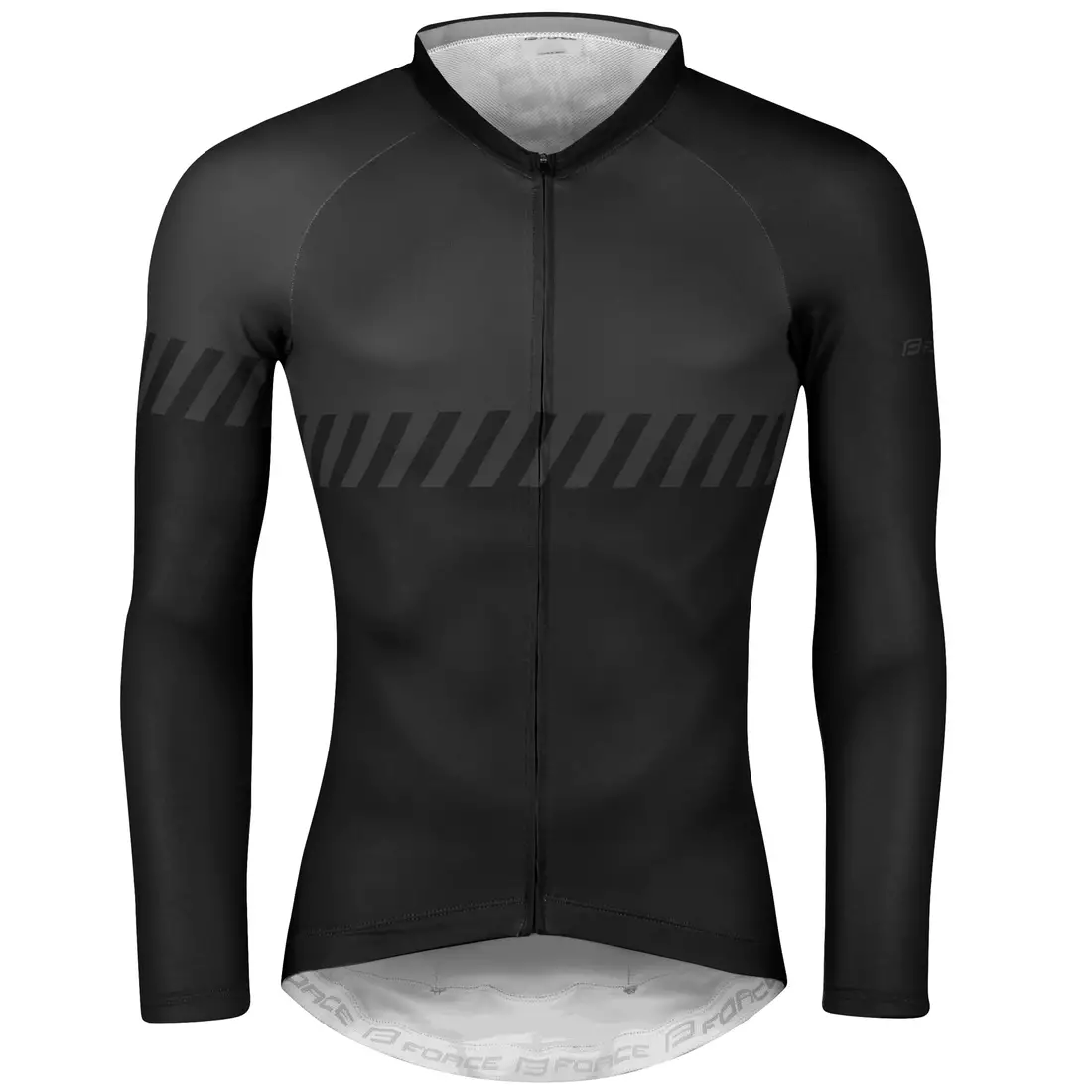 FORCE FASHION Cyklistická košile s dlouhým rukávem, černá a šedá