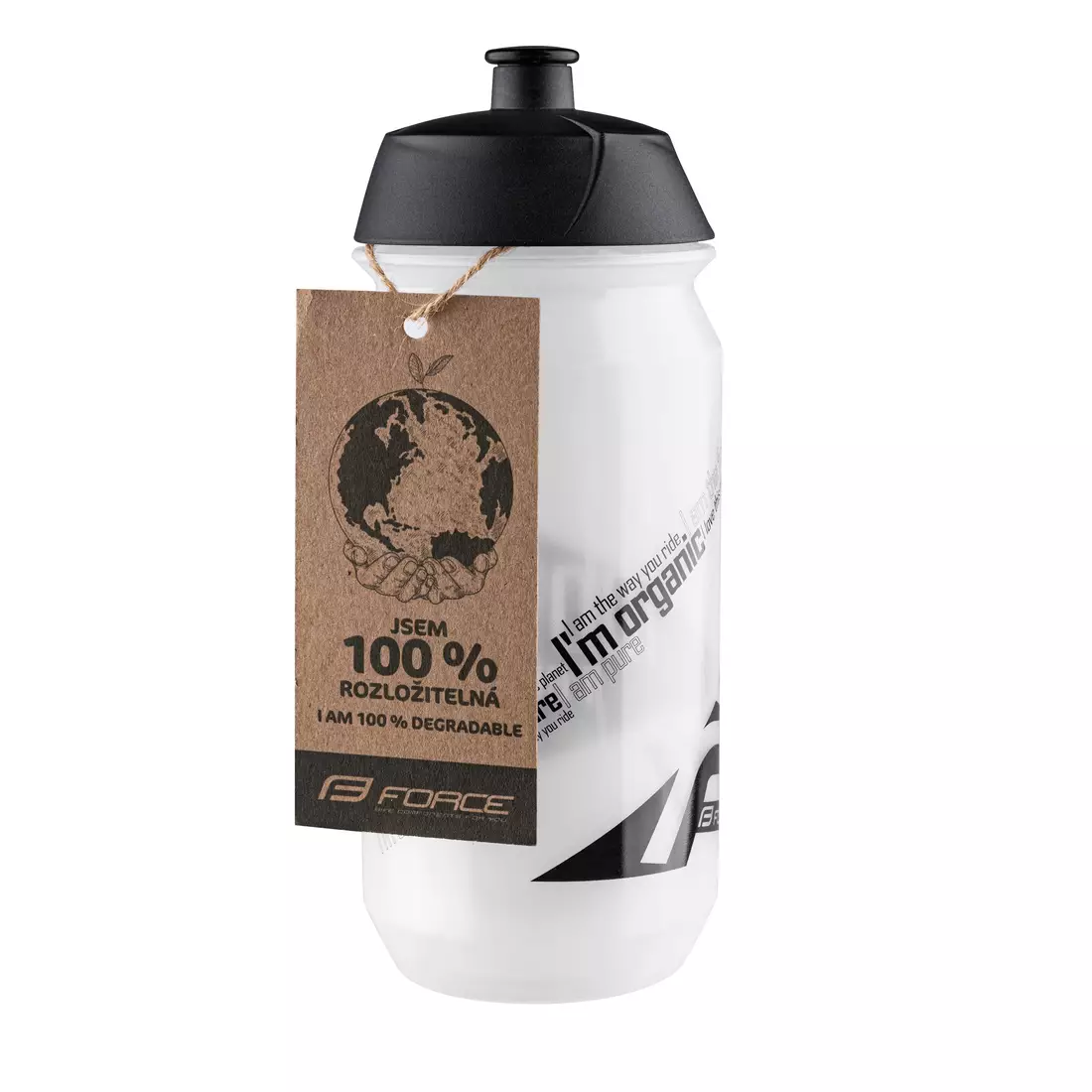 FORCE Fahrrad Wasserflasche BIO 500ml transparent black 25560