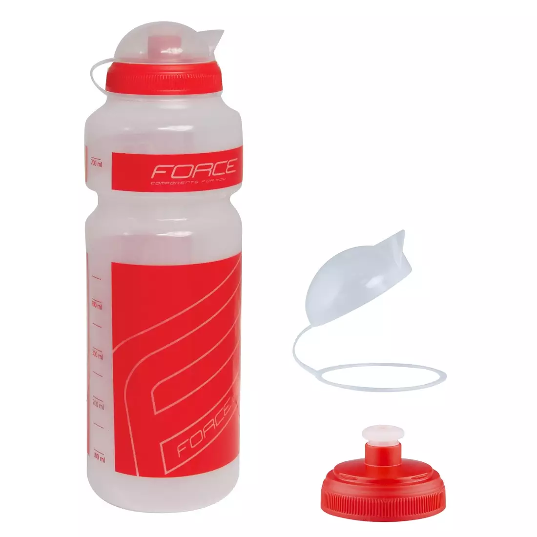 FORCE Fahrrad Wasserflasche &quot;F“ 750ml transparent red 250765