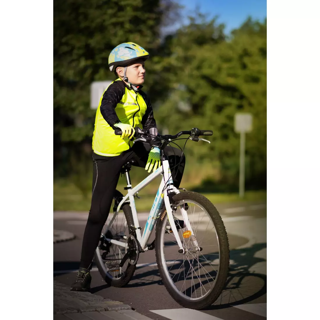 FORCE Fahrradhose für Kinder mit Hosenträgern REFLEX LINE KID, Schwarz 900396