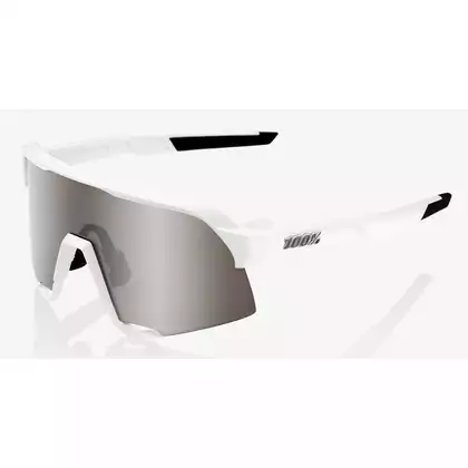 Okulary 100% S3 Matte White - HiPER Silver Mirror Lens (Szkła Srebrne Lustrzane) (NEW 2021) STO-61034-404-02
