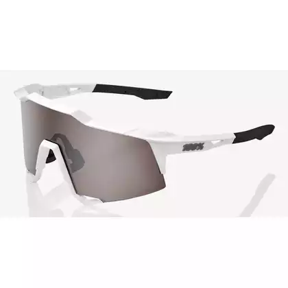 Okulary 100% SPEEDCRAFT Matte White - HiPER Silver Mirror Lens (Szkła Srebrne Lustrzane) (NEW 2021) STO-61001-404-03