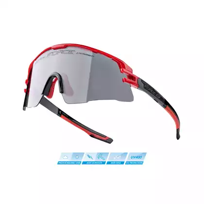 FORCE AMBIENT Selbsttönende Sportbrille, rot-grau