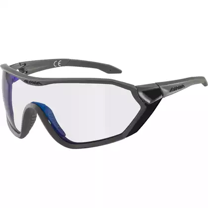 ALPINA S-WAY VM Selbsttönende Sportbrille, moon-grey matt, blue mirrorr