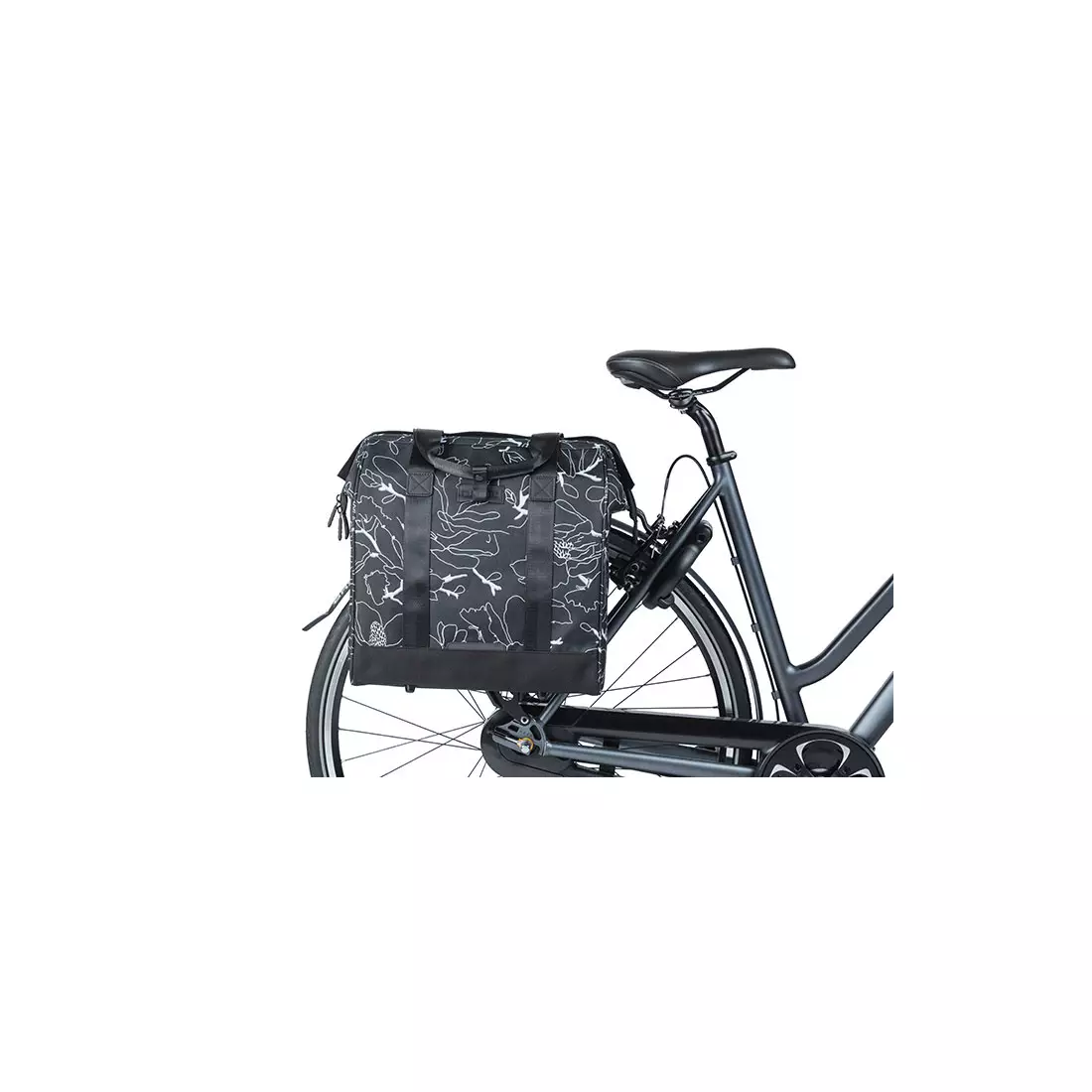 BASIL City-Fahrradtasche - einzeln CITY GRAND SHOPPER, flower black 18250