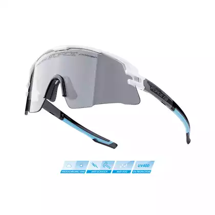 FORCE AMBIENT Selbsttönende Sportbrille, weiß-grau-schwarz