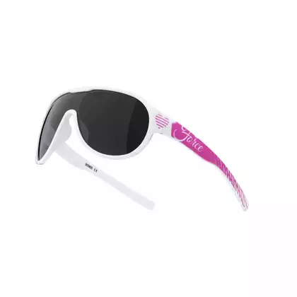 FORCE Damen-/Jugendbrille, ROSIE Sonnenbrille, weiß und pink, schwarze Gläser 90965