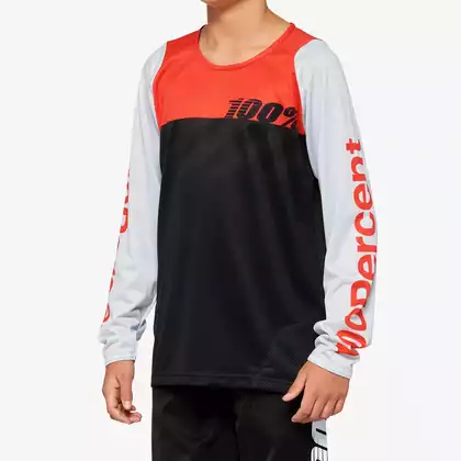 100% Koszulka juniorska 100% R-CORE Youth Jersey długi rękaw black racer red roz. S (NEW 2022) STO-40008-00000