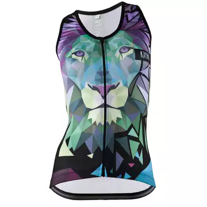 KAYMAQ DESIGN POLYGONAL LION ärmelloses Fahrrad-T-Shirt für Frauen