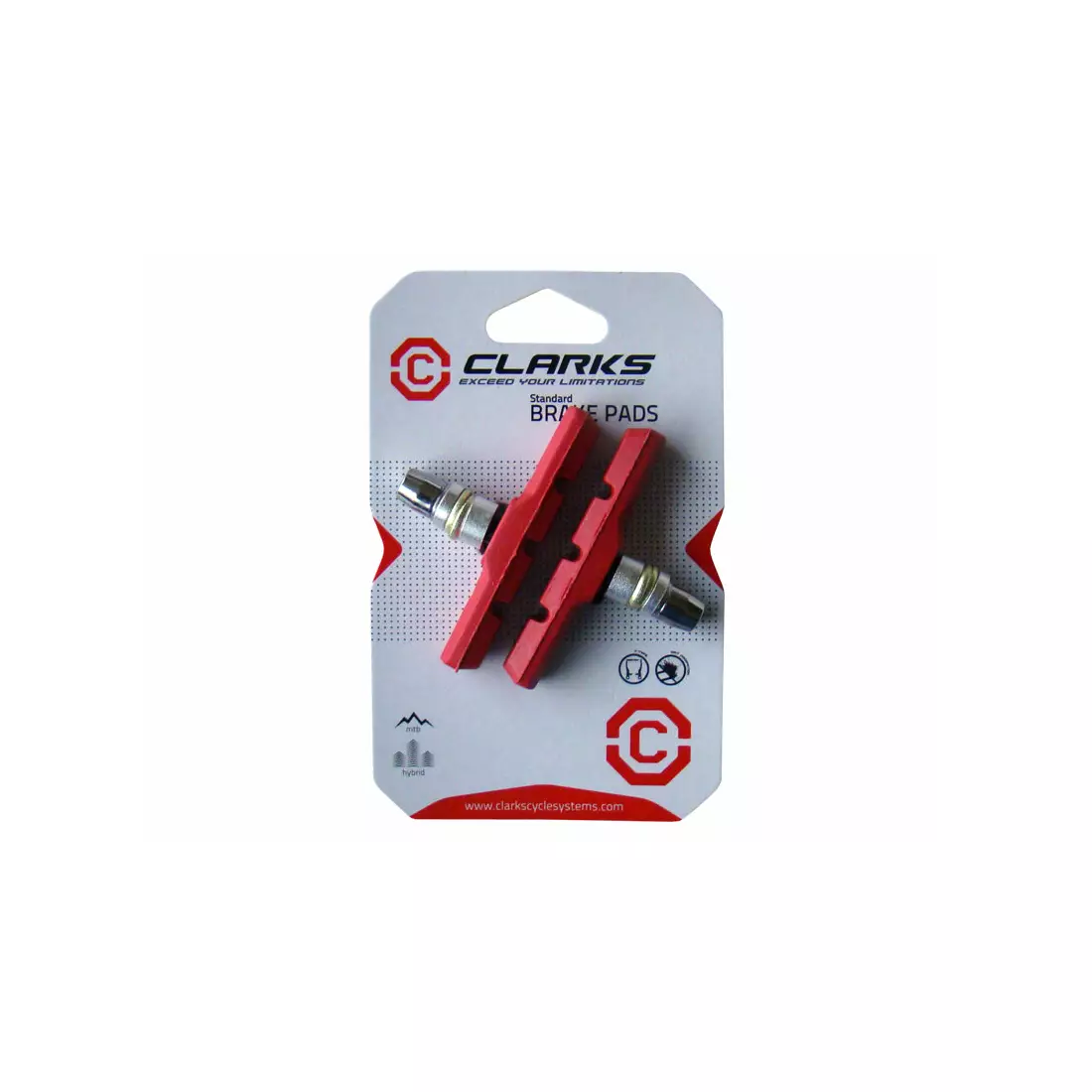 CLARKS CP511 MTB Bremsbeläge für Bremsen V-brake, Rot