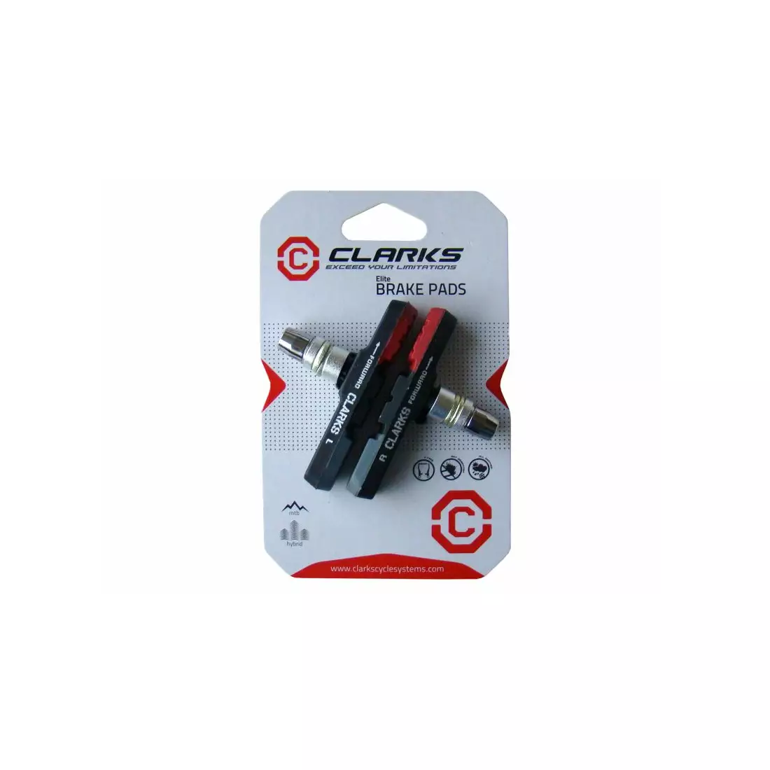 CLARKS CPS301 MTB Bremsbeläge für Bremsen V-brake, Rot-schwarz-grau