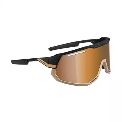 FORCE ATTIC Sportbrille mit Wechselgläsern, Schwarz und Gold