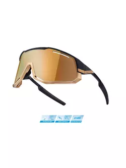 FORCE ATTIC Sportbrille mit Wechselgläsern, Schwarz und Gold