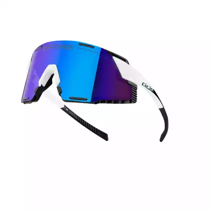 FORCE GRIP Sportbrille, blaue REVO-Gläser, Weiß